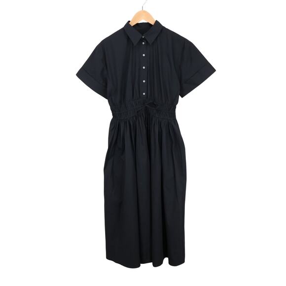 J.Crew Elena Midi Shirtdress Cotton Poplin Black Size 6 NWOT - Picture 2 of 8